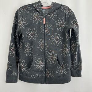 Girl’s Cat & Jack Gray with Flowers Zip Up Hoodie Jacket Size L (10/12)